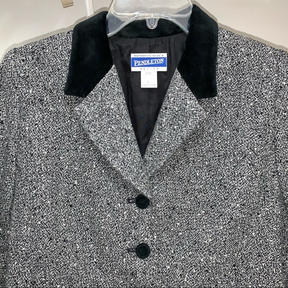 Vintage Pendleton Wool Blazer Gray Black Petite 10 - Picture 2 of 6